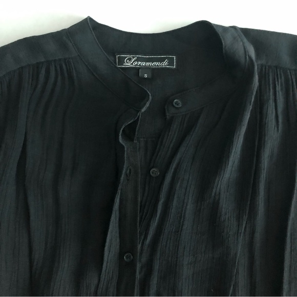 Black Long Sleeve Pleaded Loose Fit Top - Picture 8 of 12